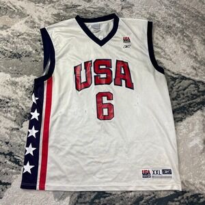 USA Jersey Mens 2XL White Reebok Tracy McGrady #6 Basketball NBA Sleeveless